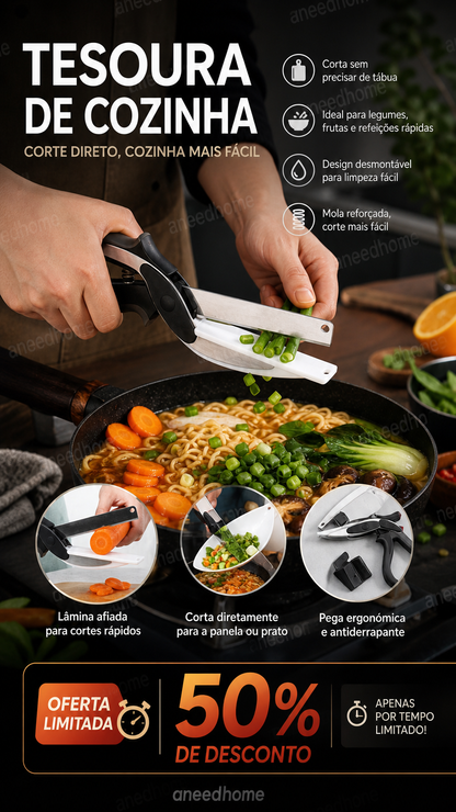 ✂️ Tesoura de cozinha multifuncional e resistente – Corta, recorta, esmaga – Uma única ferramenta para tudo! 🦴🔪