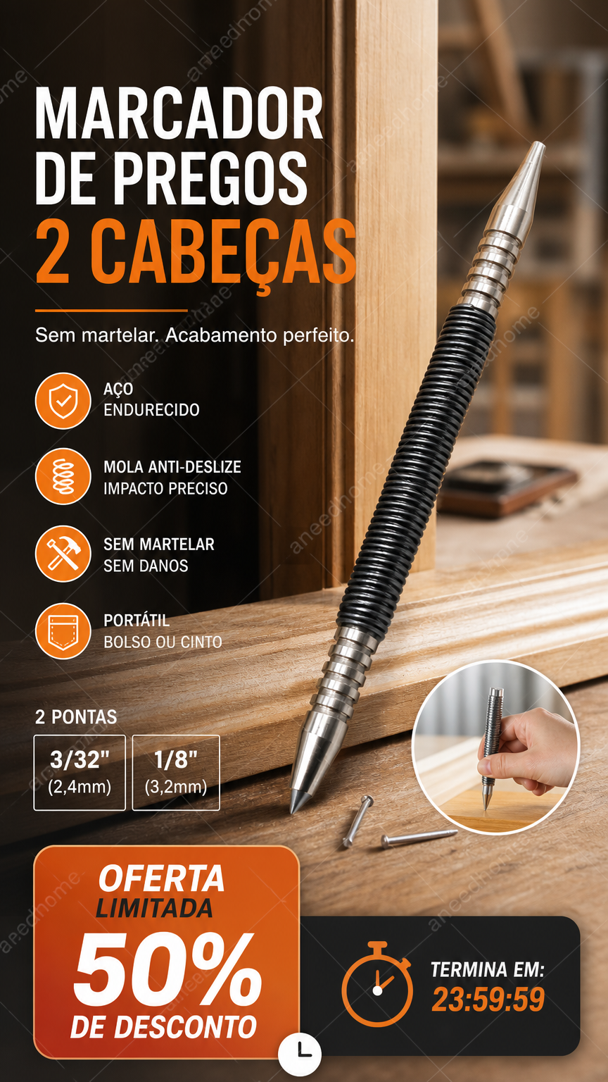 🔨 50% DE DESCONTO – Prego Sem Martelo | Fixação sem danos, fácil instalação & adeus às marteladas