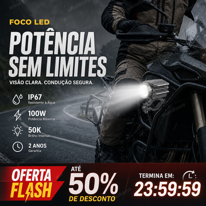🏍️ 50% DE DESCONTO – Farol Auxiliar LED Universal para Moto | Duas cores, iluminação potente & fácil instalação