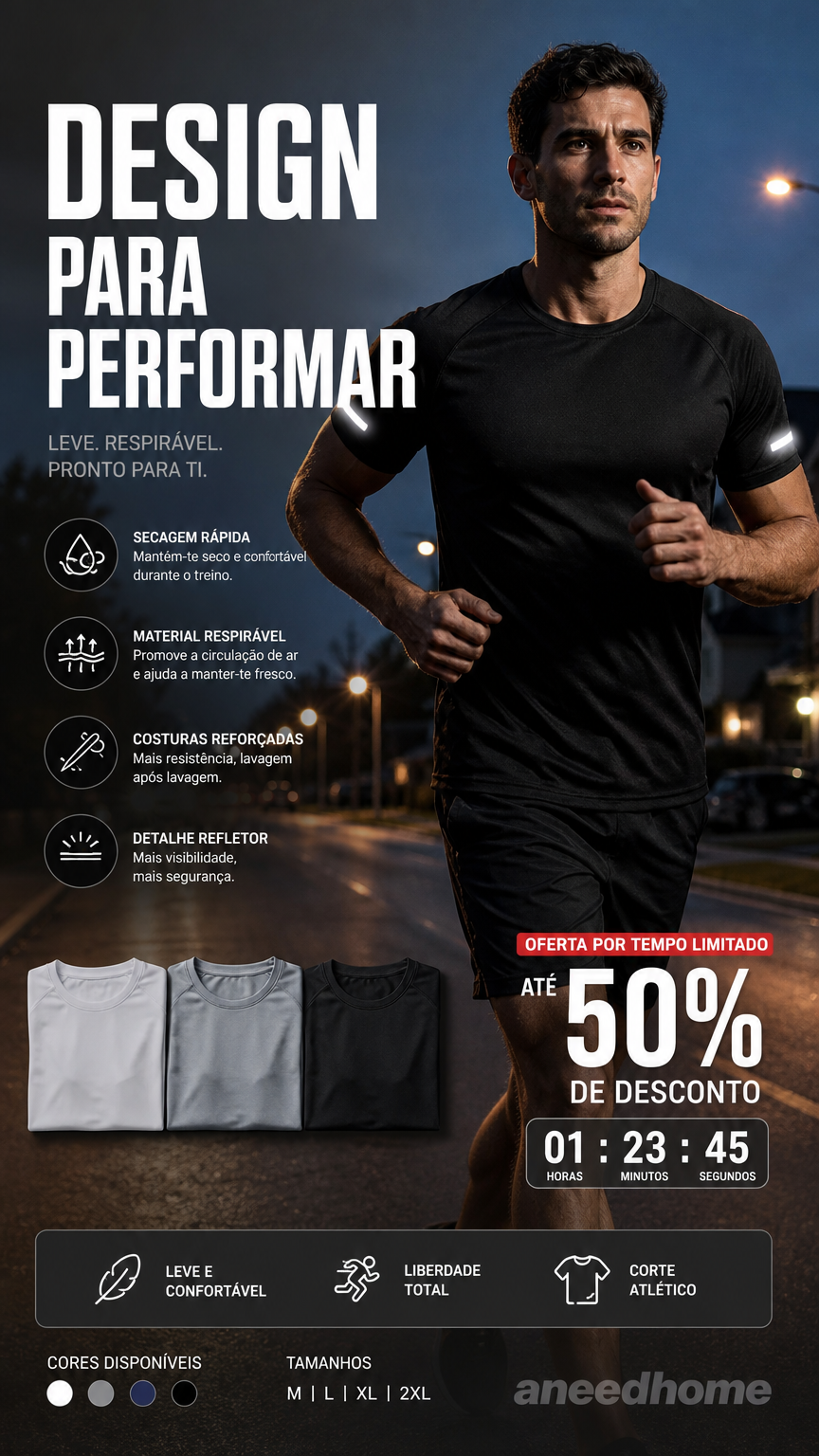 👕 50% DE DESCONTO – Camisola de Secagem Rápida para Homem | Performance, confortável & ideal para desporto 🔥