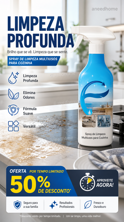 🧼 50% DE DESCONTO – Spray Multissuperfícies para Cozinha | Remove gordura teimosa em segundos, eficaz & poderoso ✨🍳