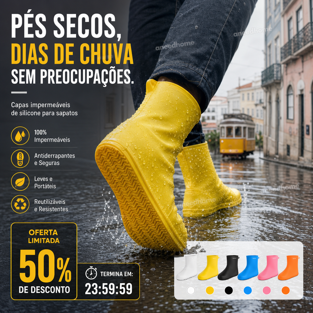 🦺 50% DE DESCONTO – Capa de Sapatos Impermeável e Resistente | Grossa, durável & proteção total