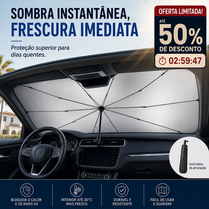 🚗 50% DE DESCONTO – Compre 2 e Ganhe 10% OFF 💝 Guarda-sol Dobrável para Para-brisas | Protege do sol, fácil de guardar & prático 🌞