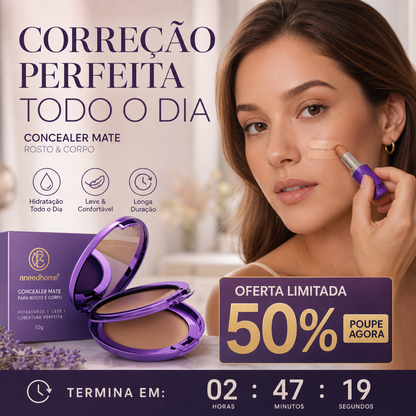 💜 50% DE DESCONTO – ÚLTIMO DIA 💜 Corretivo Matte para Rosto e Corpo | Alta cobertura, acabamento natural & longa duração