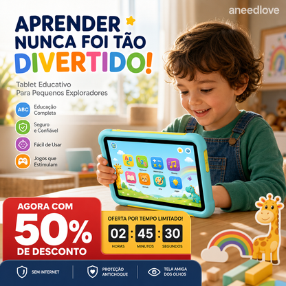 📚 50% DE DESCONTO – Tablet Educativo Infantil | Aprendizagem interativa, conteúdo pedagógico & tela protetora ✨🧒